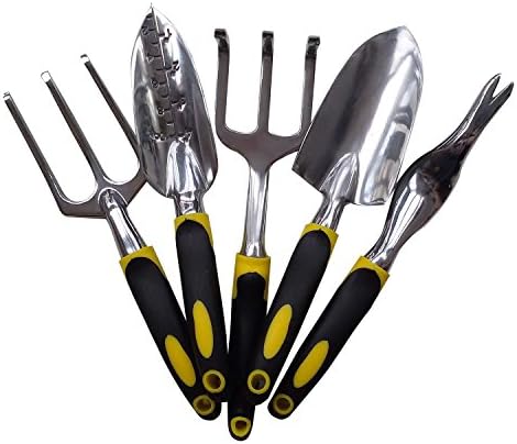 Lifeforce 5PCS Garden Tool Set Trowel Fork Transplanter Cultivator Weeder
