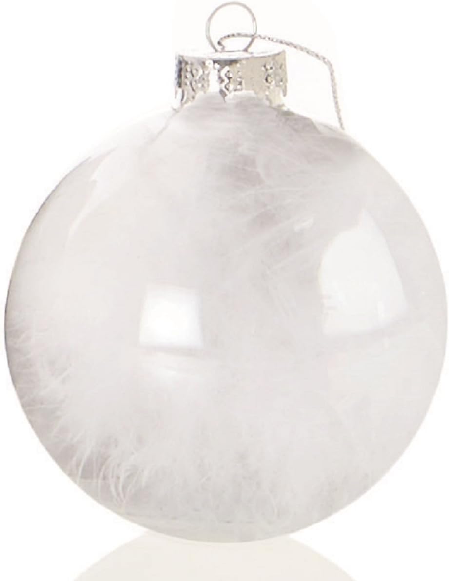 8 Cm Transparent Boules En Verre Avec Plume à Lintérieur