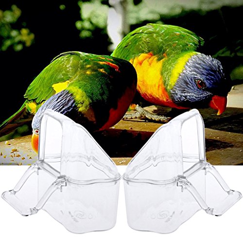 Oranmay 2Pcs/Set Acrylic Bird Feeder Cage Hanging Dish Feeder Dispenser Drinker Supplies - Thumbnail 2