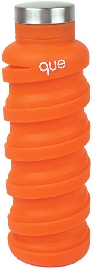 que Bottle - Collapsible Water Bottle. BPA-Free, Leak Proof, Lightweight Travel Bottle. 20oz - Sunbeam Orange