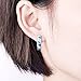 Newshe Jewellery Huggie Created Australian Blue Opal Sapphire Hoop Earrings 925 Sterling Silver White Cz