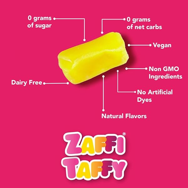 ZAFFI TAFFY SUGAR FREE CANDY – DYE FREE, KETO & DIABETIC-FRIENDLY, DENTIST-APPROVED TREATS FOR KIDS (STRAWBERRY + BANANA, 5.0 OZ)