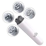 Mini handheld Massager with 4 Heads Electric Pocket Vibrating Pen for Face, Neck, Back, Battery Operated (White)