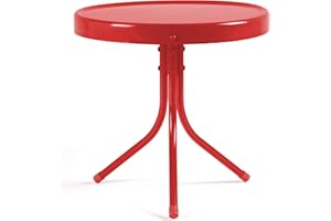 RICNOD Outdoor Side Table Retro Bistro Table, Metal Round Table, Patio End Table for Garden Porch Balcony Living Room, Red 1PC