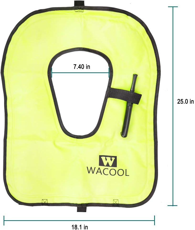 WACOOL Inflatable Snorkel Diving Swimming Scuba Vest Jacket for Adult Youth Kids (Adult, Neon Green): Home Improvement