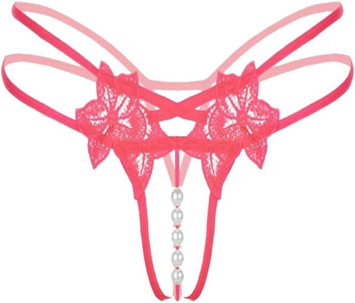 Women Super Sexy Lingerie Floral Lace Pendant Lady Pearl G String V-String Panties Low Waist T-Back Thong Briefs Knickers Underpant Underwear