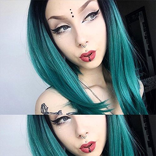 Heahair® High Quality Green Color Handtied Synthetic Lace front Wig for Woman (Green Bob)