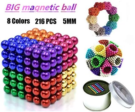 SHUAIHAN 5mm 216 Magnet Sculpture Building Blocks for Learning Intelligence Development and Stress Relief Desk Toys Adult Office Toys Gift Toys(Multicolored 8 Colors)