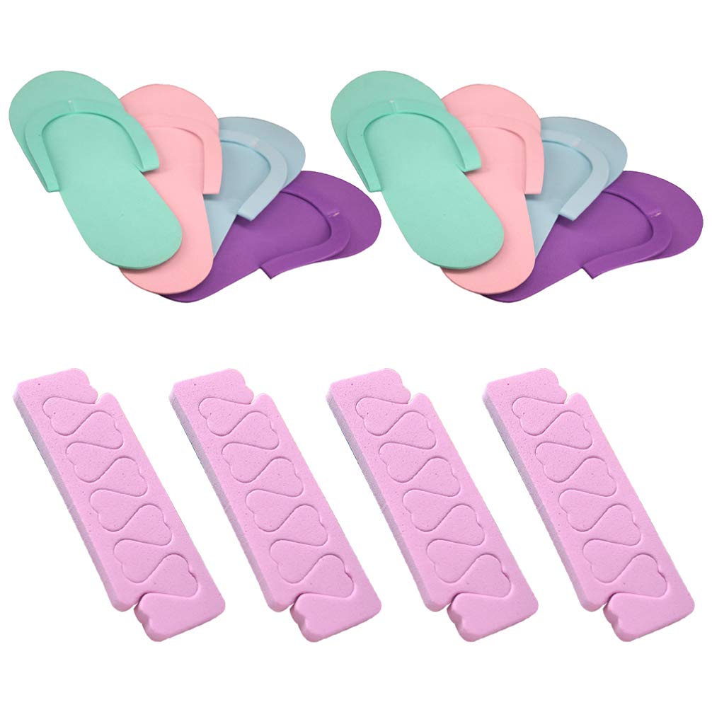 Lurrose 96pcs Disposable Slippers Foam Slippers Original Pedicure Slipper with Toe Separator for Nail Hotel Travel Salon Spa Plane