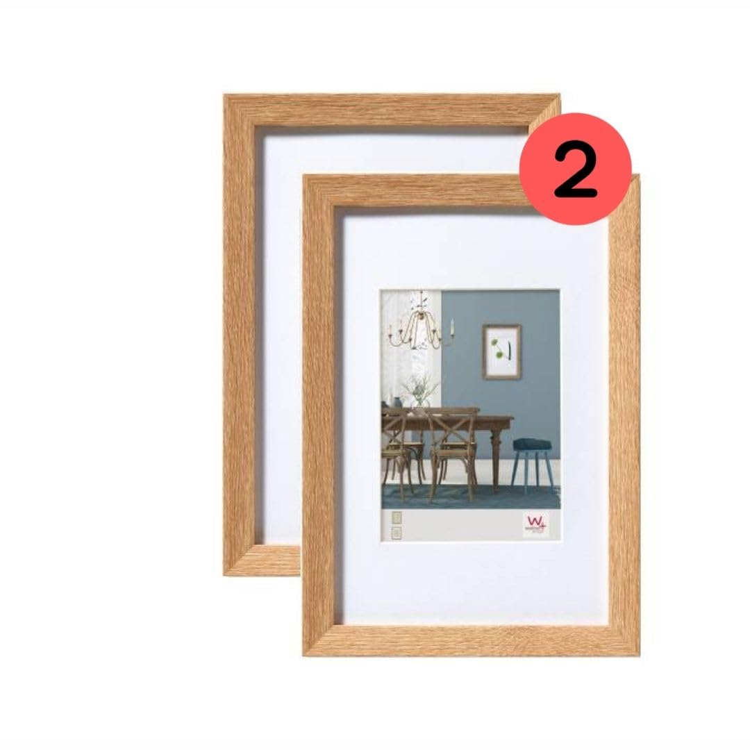 walther design EF030ED Fiorito Picture Frame, Light Oak, 20 x 30 cm, Pack of 2, Wooden Frame with Passe-Partout