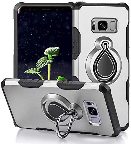 Galaxy S8 Case by JYIN, 360 Degree Rotating Ring Kickstand Function with Magnetic Car Mount Soft TPU Cover, Full Protective Anti Scratch Holder Grip Case Compatible with Samsung Galaxy S8 - Gray