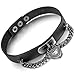 INBLUE Women,Men's Alloy Genuine Leather Necklace Choker Collar Black Heart Lock Adjustable
