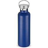 Volhoply 24oz Insulated Standard Mouth Water Bottle with Plastic & Stainless Steel Combination Lid, 304 18/8 Double Wall Vacuum Insulated Water Bottles, Reusable Metal Flask, Keeps Hot&Cold(Navy,1)
