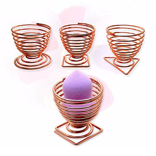 Rumfo 3 Pack Makeup Sponge Holders Powder Puff Sponge Support Display Stand Makeup Beauty Sponge Blender Holder Drying Rack Stand Cosmetic Tool Makeup Organizer (Round, Triangle, Square) (Rose Gold)