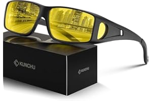 kunchu Night Driving Glasses for Men Women Anti Glare Polarized Fit Over Night Vision glasses