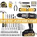 TECCPO Home Tool Kit & Drill, 63Pcs, 2.0Ah Battery and 1 Hour Fast Charger, Cordless Drill with 310 in-lbs Max Torque, 21+1 Clutch, Socket, Screwdriver, Wrench, Storage Toolbox - BHD100D