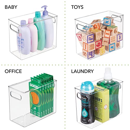 mDesign Plastic Home Storage Basket Bin with Handles for Organizing