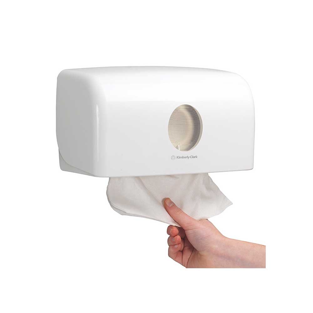 Aquarius Multifold Hand Towel Dispenser 6956 – White Plastic Wall-Mounted Paper Towel Dispenser – Compact, Hygienic, Easy-Clean, Viewing Window – 1 Dispenser
