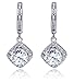 Mia Sarine Womens Cubic Zirconia Drop Dangle Huggie Bridal Earrings in Rhodium over Sterling Silver