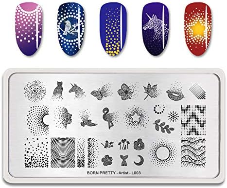 BORN PRETTY Nail Stamping Plates Maple Leaf Rectangle Nail Stamp Image Stencils Artist L003
