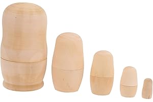 ibasenice Unpainted Wooden Nesting Doll DIY Craft Blank Russian Stacking Dolls Smooth Surface Painting