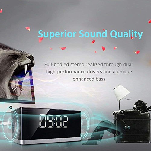 Bluetooth Speaker with Alarm Clock Radio,XPLUS Portable Wireless Speaker with Enhanced Bass,Hands-Free Calling,FM Radio,USB Host,TF Card Slot,Perfect Speaker for Outdoors/Indoors (Black)