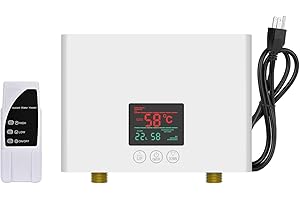 ANTUONY Tankless Water Heater Electric with Remote, On Demand Under Sink Hot Water Heater Electric 110V with LED Display - Automatic Control System - Fault Self-Test Function (3000W Pure White, Pure White)