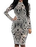 Sexy Women Tribal Tattoo Printed Party Dress Summer Dress, Black, Large
