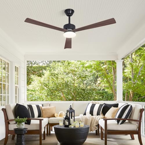 Homefire Ceiling Fan LED Light - 51.5 Inch Ceiling Light for Living Room Quiet 3 Blades Dimmable Large Size Modern Ceiling Light with Remote Control