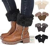 Gellwhu 4Pairs Short Leg Warmer for Women Crochet Knitted Boot Socks Cuffs