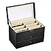Siveit Sunglass Organizer Carbon Fiber Eyeglasses Collector Eyewear Display Case Storage Box, Black, 18 Slots
