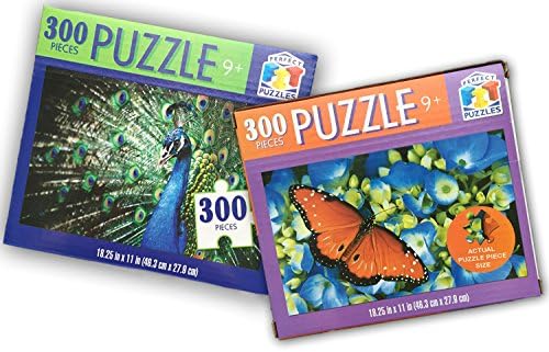 Perfect Fit Puzzles (Set of 2 Animal Picture Boxes) - 300 Piece Jigsaw Puzzle for Kids or Adults / Travel or Home