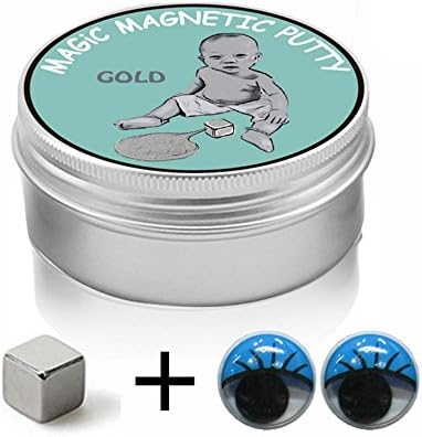 Glede DIY Clay Magnetic/Magic Putty And New Magnet Cube - Relieves Stress and Anxiety for Children and Adults - Creative Magnet Playdough Silly Putty (Gold)
