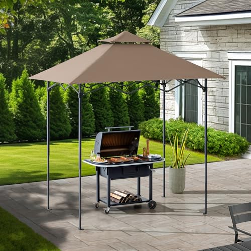 SUNJOY 8 x 5 ft. Grill Gazebo Pop Up Double Tiered Outdoor Gazebo Standing-Heig…