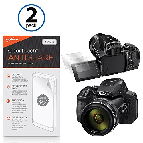Nikon Coolpix P900 Screen Protector, BoxWave [ClearTouch Anti-Glare (2-Pack)] Anti-Fingerprint Matte Film Skin for Nikon Coolpix P900, P610