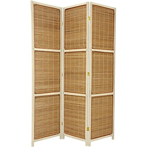 Oriental Furniture 6 ft. Tall Woven Accent Room Divider - 3 Panel - Cream