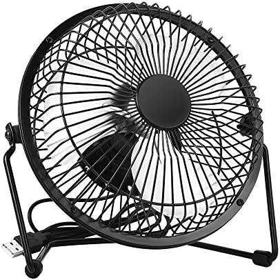 Austark 6 Inch USB Fan Mini Desktop Fan Metal Blades Cooling Fan with 360 Degree Rotation and Adjustable Angle for Laptop Notebook Tablet PC, Lower Noise &amp; Enhanced Airflow (Black)
