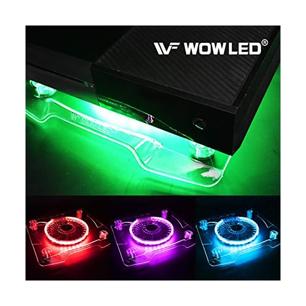 WOWLED-Upgrade-USB-RGB-LED-Cooler-Cooling-Fan-Stand-Wireless-Remote-Controller-IR-Multi-color-LED-Light-Accessories-for-PS4-Playstation-4-Pro-PS4-Slim-XBOX-One-X-Notebook-Laptop-Gaming-Consoles WOWLED Upgrade USB RGB LED Cooler Cooling Fan Stand, Wireless Remote Controller IR, Multi-color LED Light Accessories…