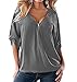 Women Casual Tops Boyfriend Blouse V Neck T shirts Plus Grey 4XL