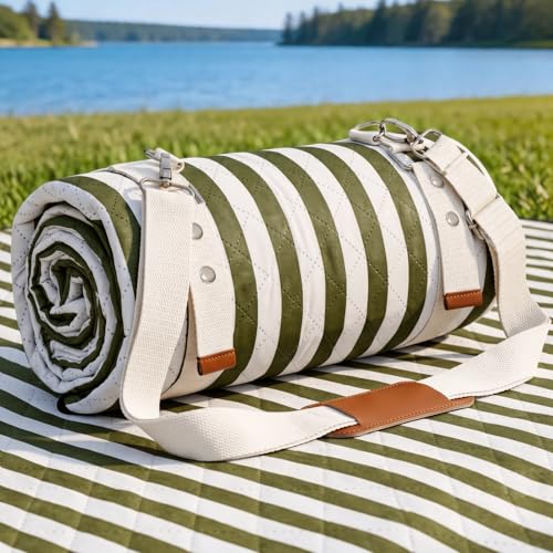 G GOOD GAIN Waterproof Picnic Blanket Outdoor 79"x79", Machine Wash, Green |