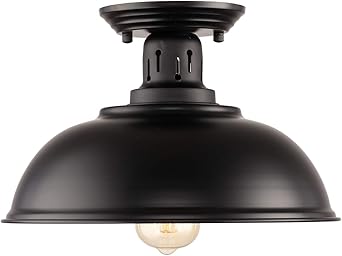 Hmvpl Semi Flush Mount Ceiling Light Fixture Farmhouse Black