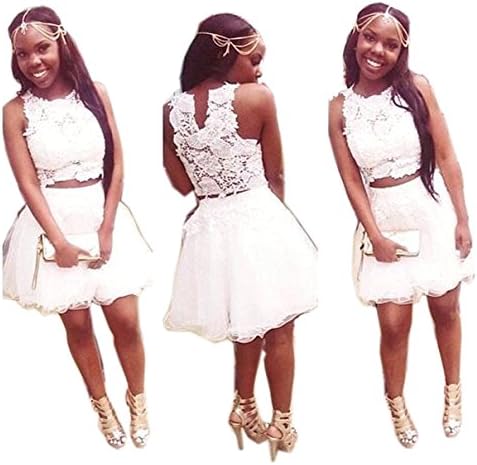 Short Lace Two Piece Prom Dress Wedding Party Formal Bridesmaid Gowns