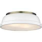 Duncan 14" Flush Mount Light Fixture Aged Brass with Matte White Shade- Ceiling Light, Ceiling Light Fixture, Flush Mount Cei