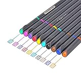 Fineliner Color Pen Set,0.38mm Colored Fine Line Point,Assorted Colors,10-Count
