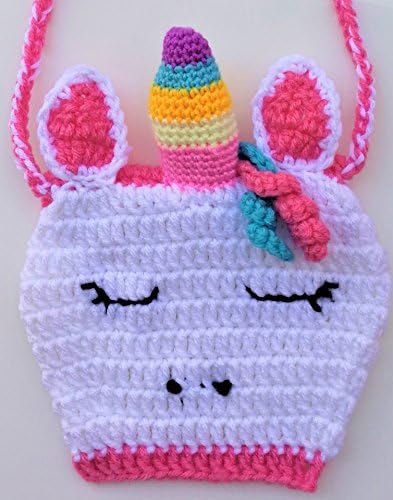 Best Unique Cute Little Girls Handbag Crocheted Adorable Animal Sleeping Unicorn Stuff Purse Kids Birthday Gifts Daughter Granddaughter Niece Birthday Presents For Unicorn Lovers Gift Ideas Basket