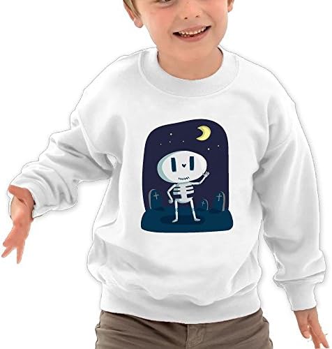 Zhangzhaoyin Cute Skeleton At Midnight Kawaii Cotton O-Neck Pullover Hoddies Sweatshirt For Kid Child Boys Girls