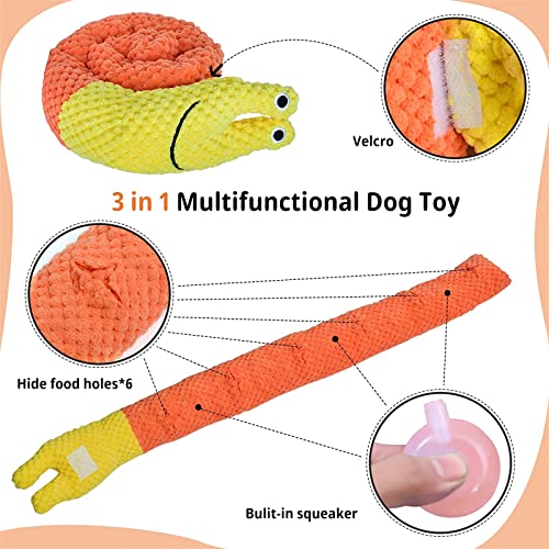 vrbabies Dog Enrichment Toys- Treat Dispensing Dog Toys, Interactive Squeaky Dog Toys Puppy Puzzle Toy for Small Medium Dog Pet Birthday, Plush Snail Dog Crinkle Chew Mental Stimulating Toy