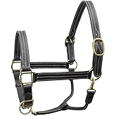 Derby Originals Triple Stitched Double Layer Premium Leather Adjustable Horse Halter with Throat Snap for Easy Taking Off