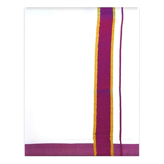 Mens Cotton Fancy Border Normal Dhoti (Size : FS-Per Piece - 2Mtrs) Color Violet