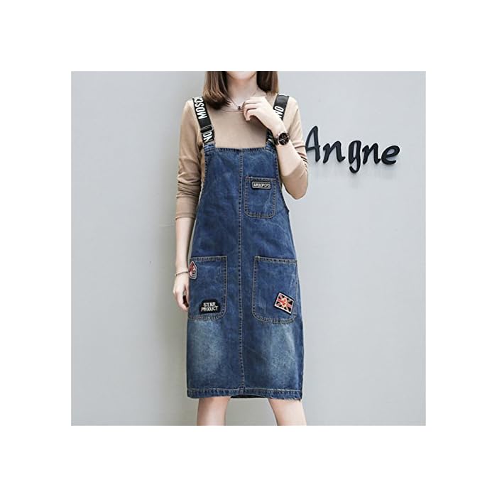 denim overall dress knee length